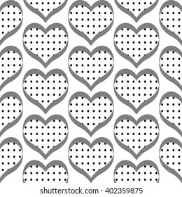seamless polka dot hearts pattern background for use in the textile printing and design packages