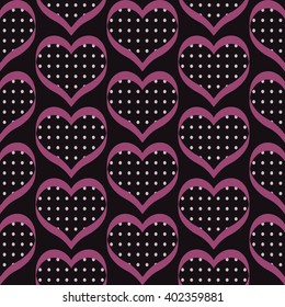 seamless polka dot hearts pattern background for use in the textile printing and design packages