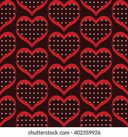 seamless polka dot hearts pattern background for use in the textile printing and design packages