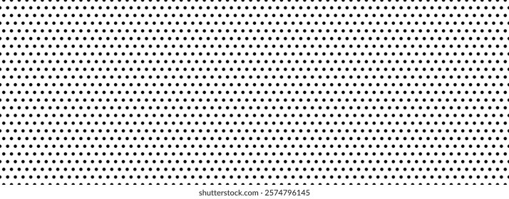 Seamless polka dot pattern. Black and white dotted repeated texture. Repeating endless dotted texture. All over halftone wallpaper. Regular grid background. Vector swatch template for textile, fabric