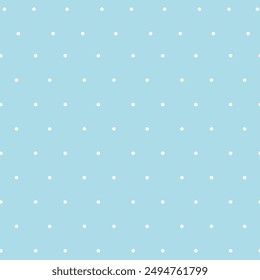 Seamless polka dot pattern with a blue and white color scheme. The design features evenly spaced white dots on a blue background. This pattern for textil, wallpaper, and digital background.