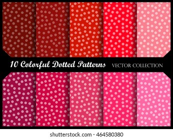 Seamless polka dot pattern collection with circles. Vector swatch