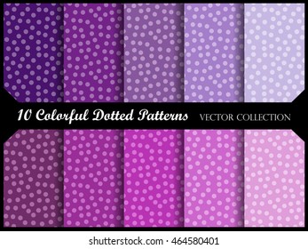 Seamless polka dot pattern collection with circles. Vector swatch