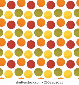 Seamless polka dot pattern with colorful round circles