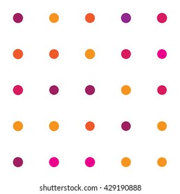 Seamless polka dot pattern with colorful circles on a white background
