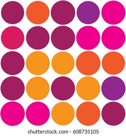 Seamless polka dot pattern with colorful circles on a white background. Vector repeating texture.