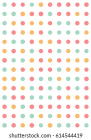 Seamless polka dot pattern with colorful circles on a white background. Vector repeating texture.