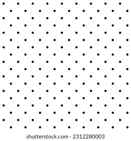 Seamless polka dot pattern. Comprised of small black circles, evenly spaced, isolated on white background. Textile, Pattern, background - Vector