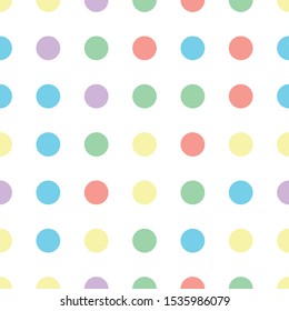 Seamless polka dot pattern in different colors. Colorful theme. Sipmle flat vector wallpaper