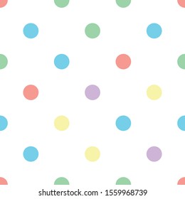 Seamless polka dot pattern in different colors. Colorful theme. Sipmle flat vector wallpaper