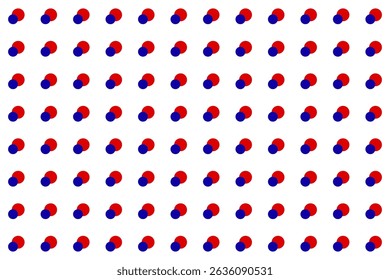 Seamless polka dot pattern featuring small blue dots on red dots, arranged in a clean grid layout over a white background. Ideal for textile, gift wrap, and digital backgrounds.