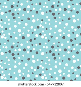 Seamless polka dot pattern. Geometric vector background in blue. Spot of different sizes placed randomly. Useful for fabric print, interior decorating, home textiles, cloth, wrapping paper, apparel