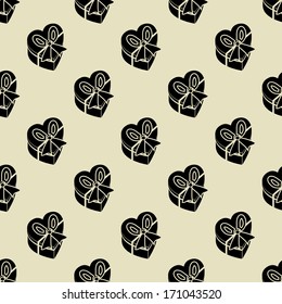 Seamless polka dot pattern with Gift boxes. Vector