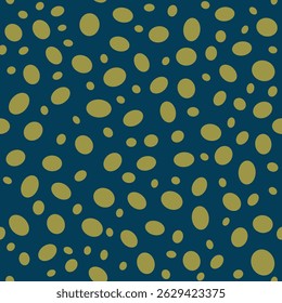 seamless Polka Dot Pattern with golden dots on Teal and Mustard background. Retro-Inspired Seamless Circle Design for Textiles, Wallpapers, surface print and Digital Art Backgrounds.