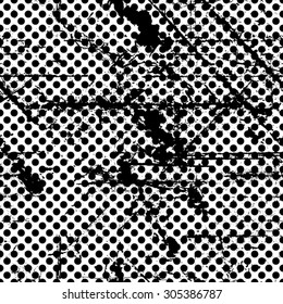 Seamless Polka Dot Pattern . Grunge Distress Texture Background . Vector .
