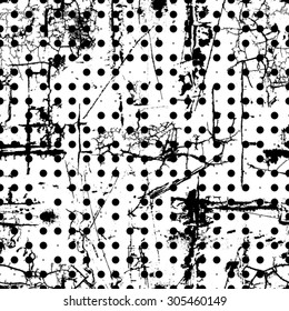 Seamless Polka Dot Pattern . Grunge Distress Texture Background . Vector .