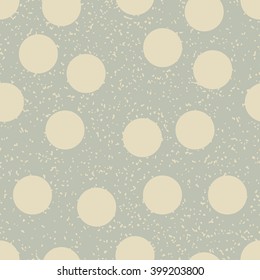 Seamless polka dot pattern with grunge texture. Vector illustration.