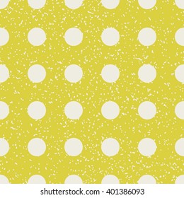 Seamless polka dot pattern with grunge texture. Vector illustration.