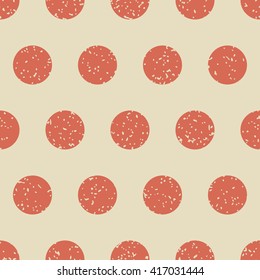 Seamless polka dot pattern with grunge texture. Vector illustration.