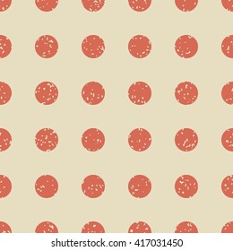 Seamless polka dot pattern with grunge texture. Vector illustration.