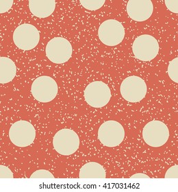 Seamless polka dot pattern with grunge texture. Vector illustration.