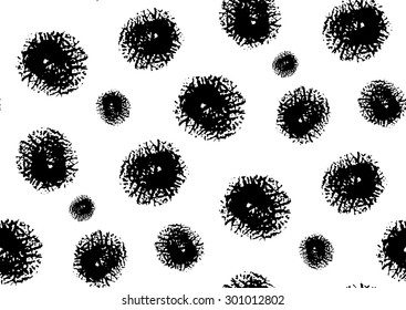 Seamless polka dot pattern. Hand painted circles. Ink illustration. 