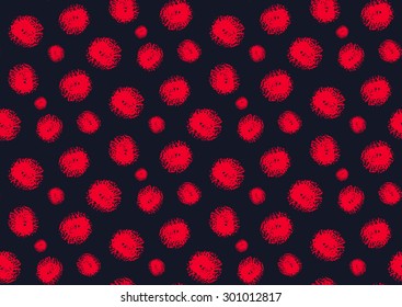 Seamless polka dot pattern. Hand painted circles. Ink illustration. 