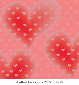 Seamless polka dot pattern with hearts. Red background for Valentine's Day. Vector illustration.

