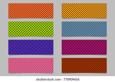 Seamless polka dot pattern horizontal banner background template set - vector graphic designs with colored circles