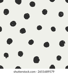 Motif harmonieux de pois avec des cercles irréguliers dessinés à la main, des taches aléatoires. Conception d'arrière-plan sans fin pour tissu, fond d'écran, emballage. Abstrait doodle polkadot print. Illustration vectorielle À Plat