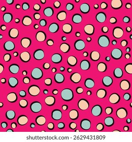 naadloze Polka Dot Pattern geïsoleerd op roze achtergrond.  Vibrant Seamless Circle Design voor mode, textiel en digitale kunst achtergronden.