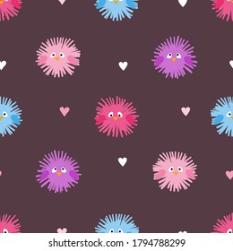 Seamless polka dot pattern for kids with cute birds.