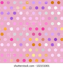 Seamless polka dot pattern on grunge background.