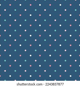 seamless polka dot pattern on blue background