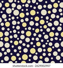 Naadloze Polka Dot Patroon op donkerblauwe achtergrond. Vintage geïnspireerde Repeat Circle Design voor stof, behang en digitale kunst.