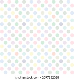 Seamless Polka Dot Pattern in pastel color vector design Illustration, on White Background for Texture textile, Cover, Wallpaper, Paper, Clothing, Decoration, Fashion Design, Skirt, Fabric, Print