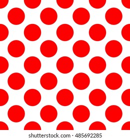 Seamless polka dot pattern. Red dots on white background. Vector illustration.
