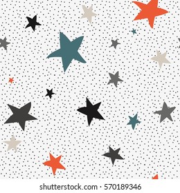 Seamless polka dot pattern with stars