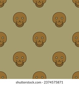 Seamless polka dot pattern with stylized human skulls.