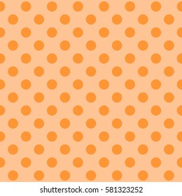 Seamless polka dot pattern. Tiling background. Abstract spring Easter texture. Holiday wrapping paper, event vector card. Fabric spring ornament with circles. Traditional design of 50s. Pin up style