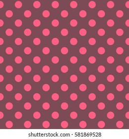 Seamless polka dot pattern. Tiling background. Abstract spring Easter texture. Holiday wrapping paper, event vector card. Fabric spring ornament with circles. Traditional design of 50s. Pin up style