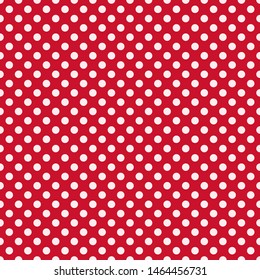 Seamless polka dot pattern vector. White on red. Polka dots texture.