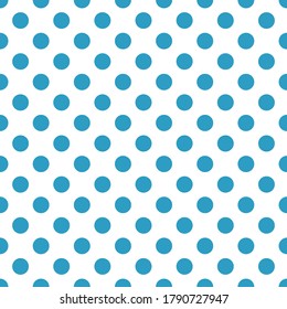 Seamless polka dot pattern vector. Blue on white background. Polka dots texture.