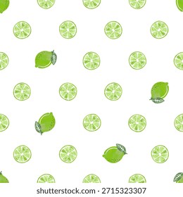 Padrão de bolinhas sem costura com fatias de frutos de limão aquarela