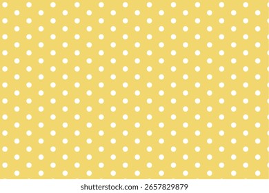 Patrón de lunares sin fisuras con puntos blancos sobre un fondo amarillo suave