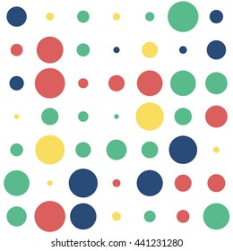 Seamless polka dot pattern with white background. Vector repeating texture.
