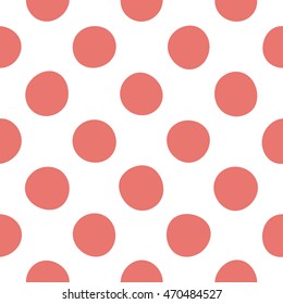 Seamless polka dot pattern with white background. Vector repeating texture.