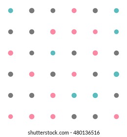 Seamless polka dot pattern with white background. Vector repeating texture.