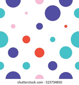 Seamless polka dot pattern with white background. Vector repeating texture.