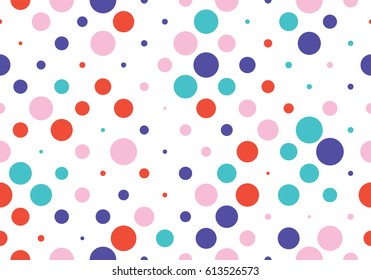 Seamless polka dot pattern with white background. Vector repeating texture.